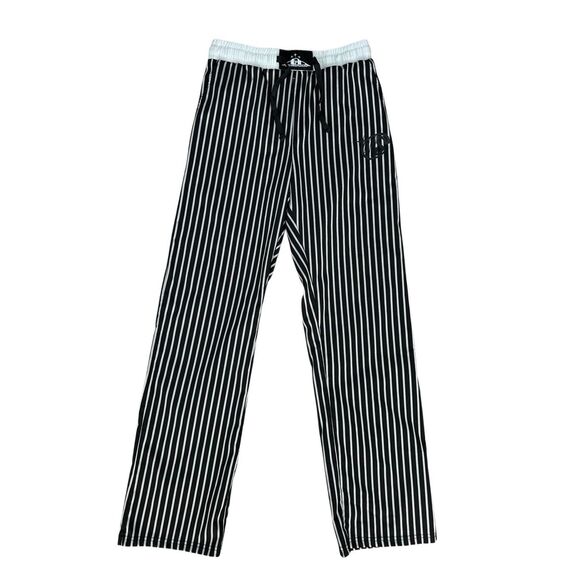 Controlled Insanity Oreo Pinstripe Pants Pull on Drawstring Black Gym Lifting S - Picture 2 of 15